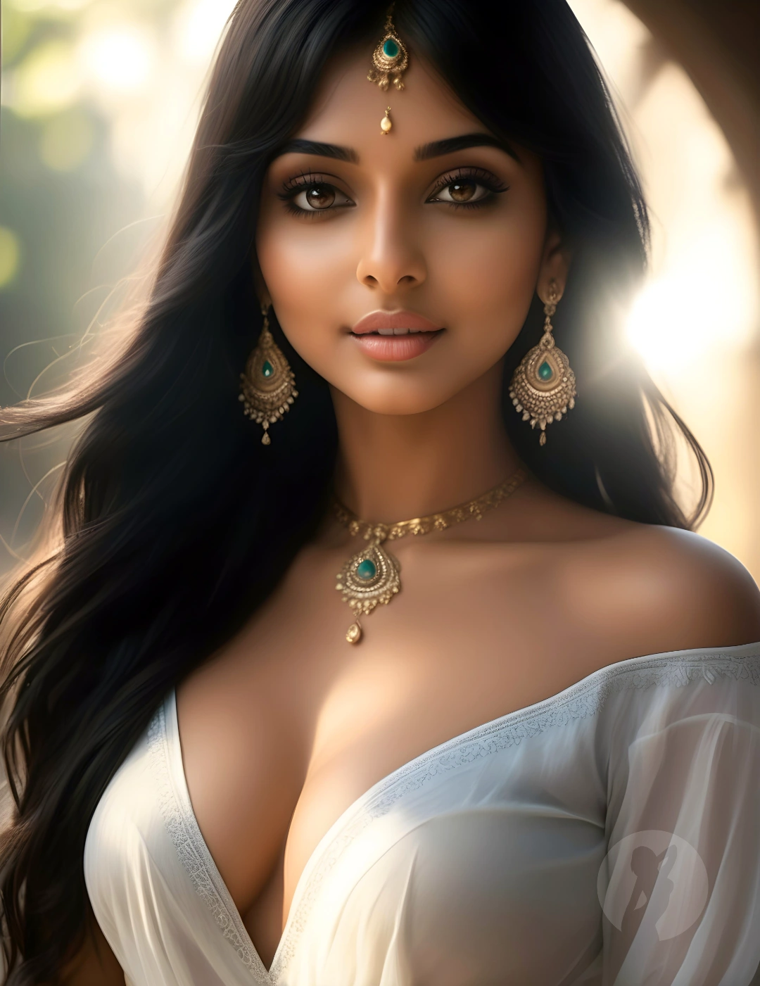 Indian girl Chara in white dress